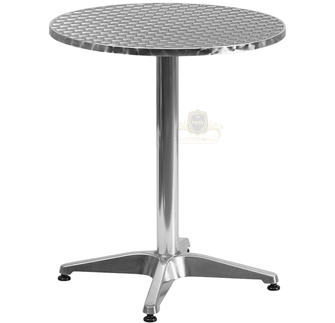 Aluminium Cocktail Table from Four Kees Events and Rentals inventory