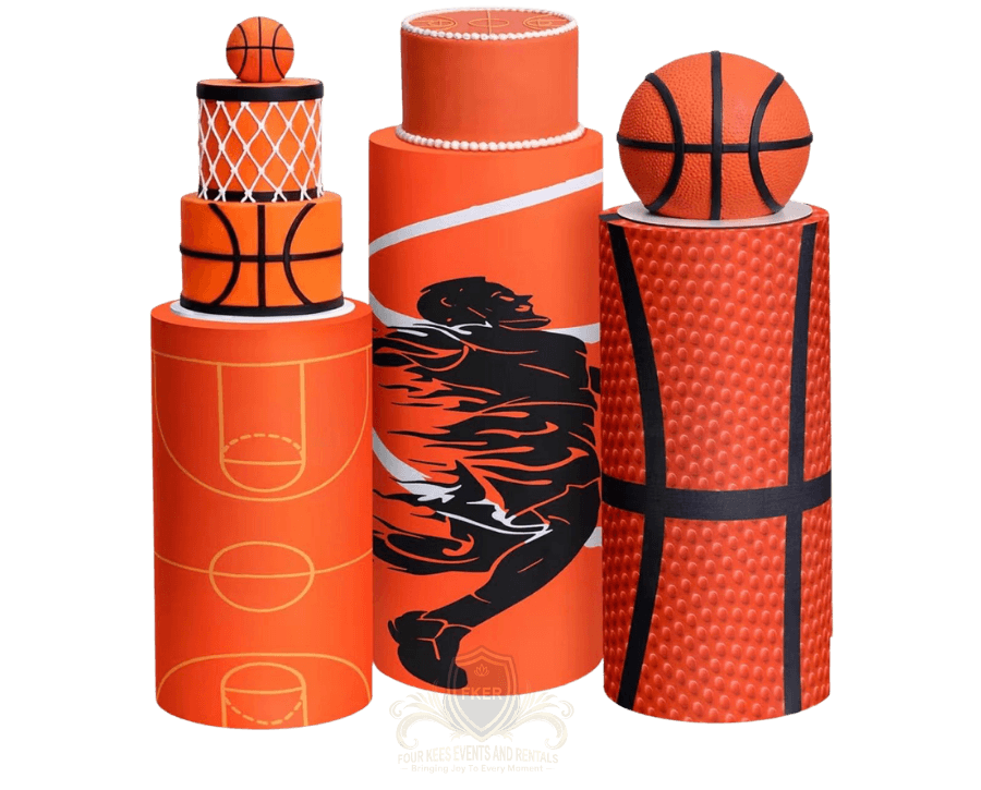 Basket Ball Display Pedestals from Four Kees Events and Rentals inventory