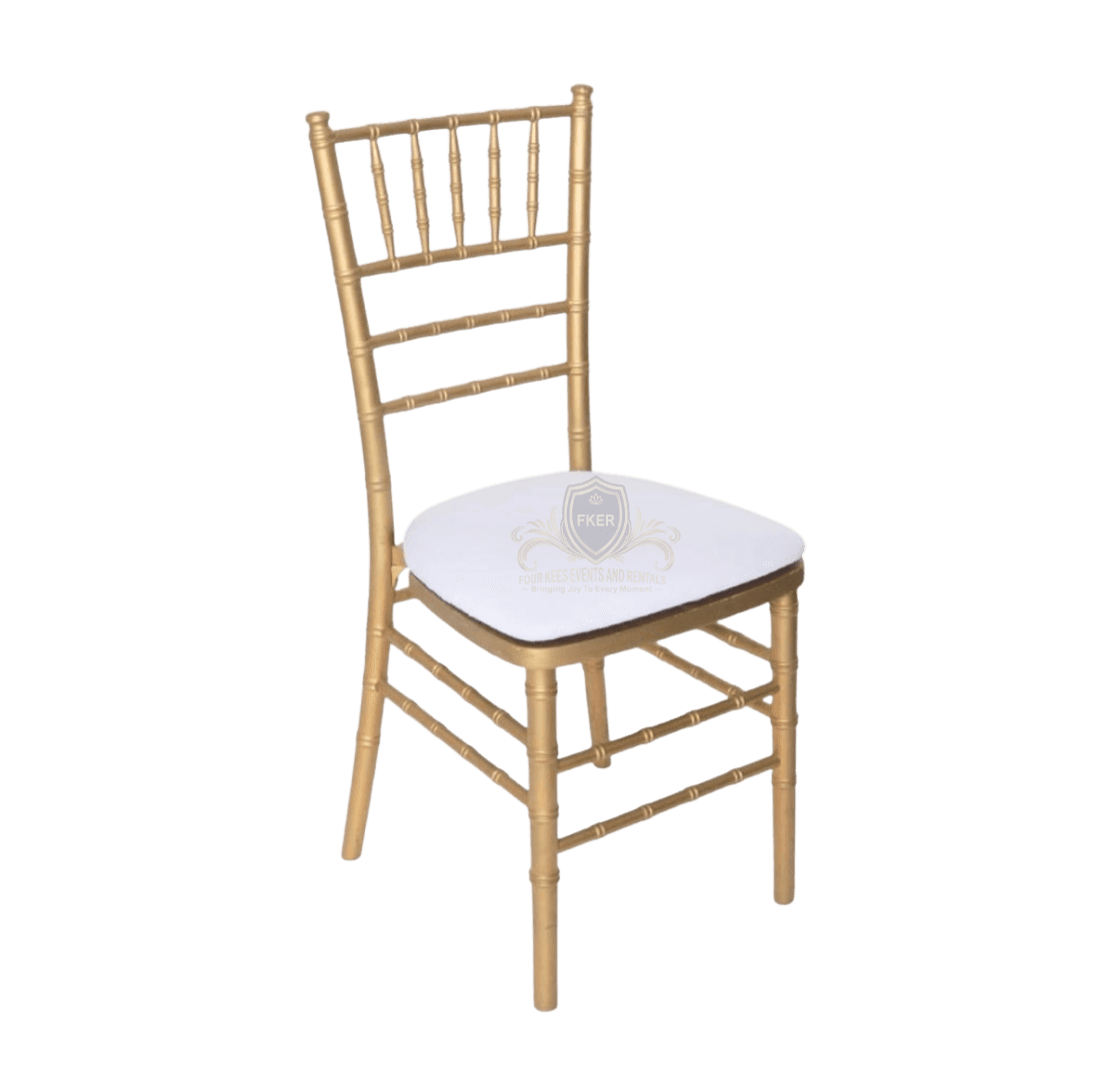 Gold Chiavari Chair from Four Kees Events and Rentals inventory