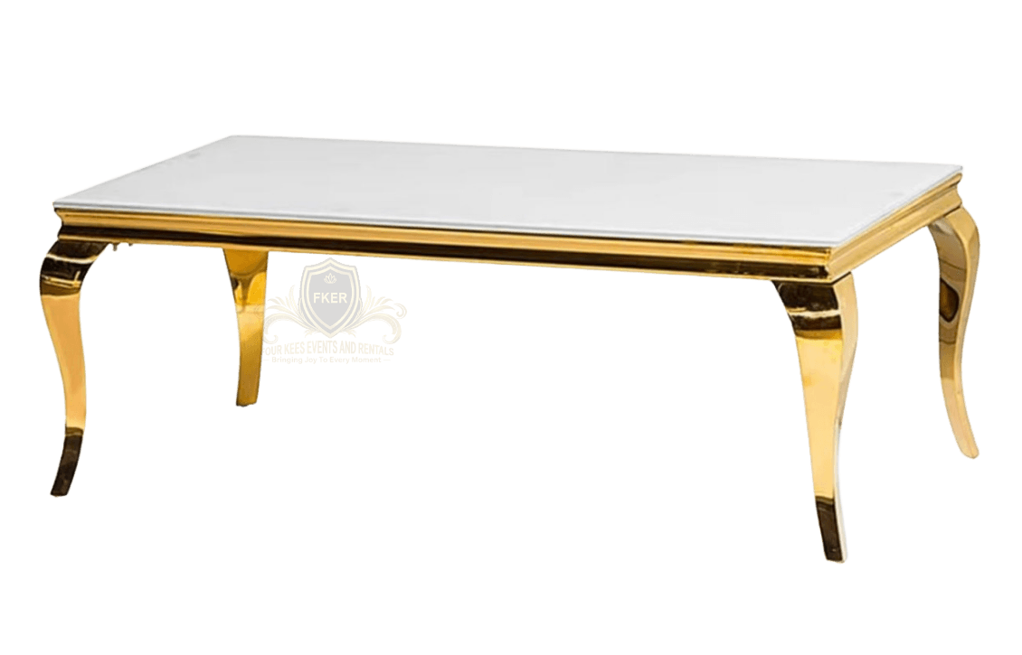 Gold Luxury Table White from Four Kees Events and Rentals inventory