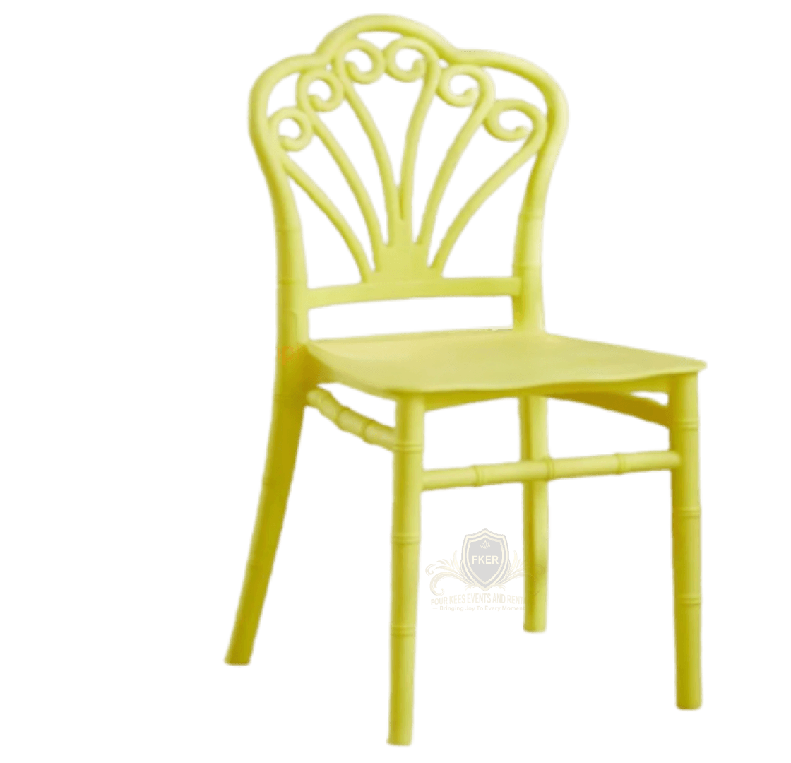 Kids Party Chair Yellow from Four Kees Events and Rentals inventory