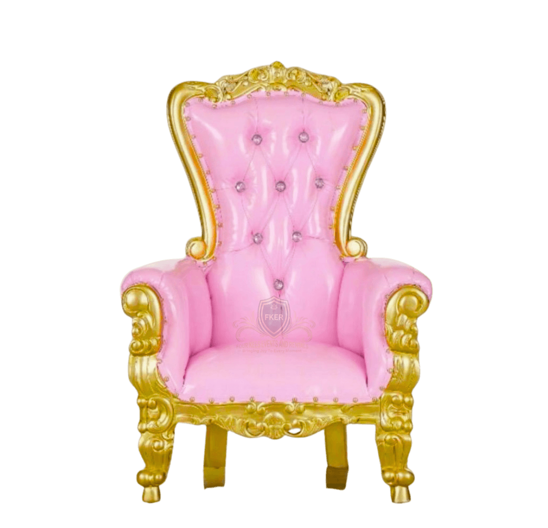 Pink Throne Chair from Four Kees Events and Rentals inventory