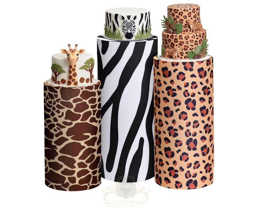 Safari Display Pedestals from Four Kees Events and Rentals inventory