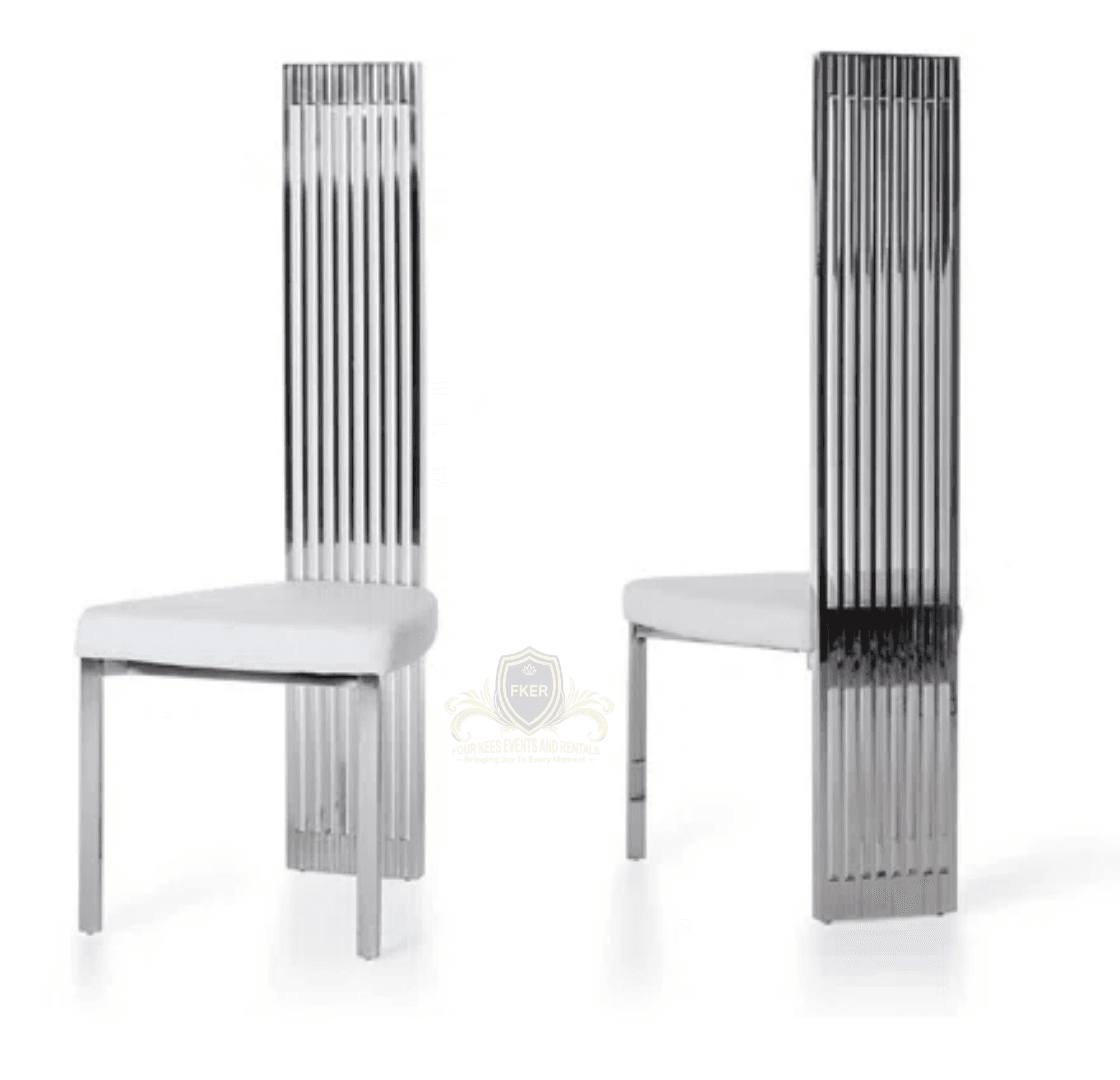 White Leatherette Dining Chair from Four Kees Events and Rentals inventory