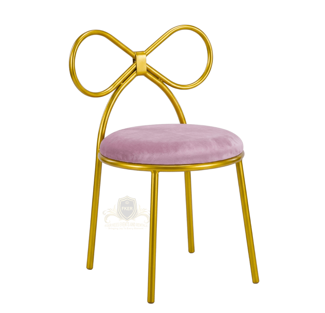 Pink Bow Chair from Four Kees Events and Rentals inventory